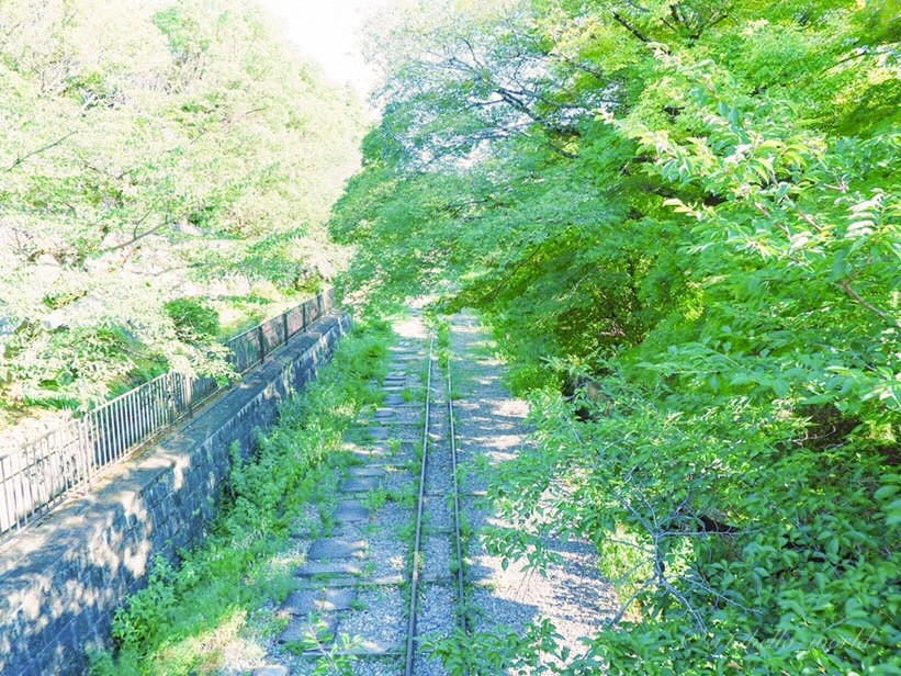 蹴上インクラインの線路跡