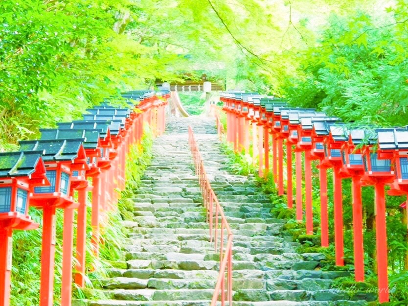 夏でも風が涼しい貴船神社の参道