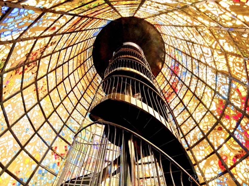 The stained glass spiral staircase at the Hakone Open-Air Museum