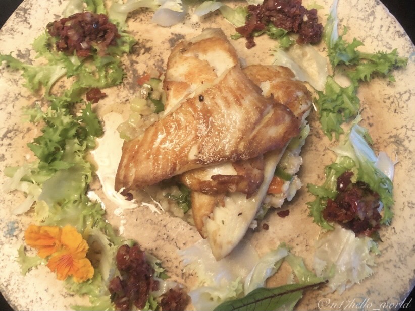 Grilled white fish at restaurant Pantarul
