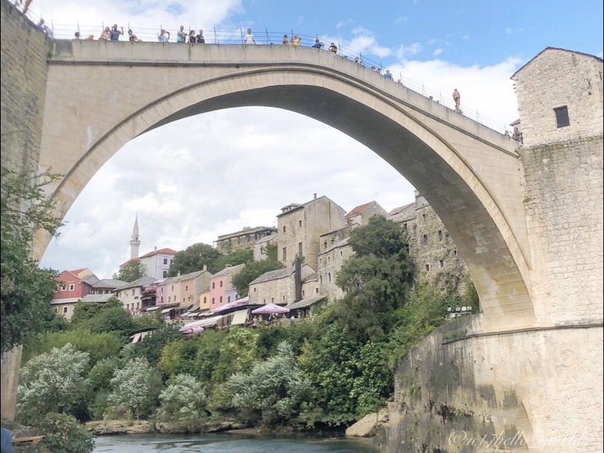 A view showing the height of Stari Most over the Neretva River