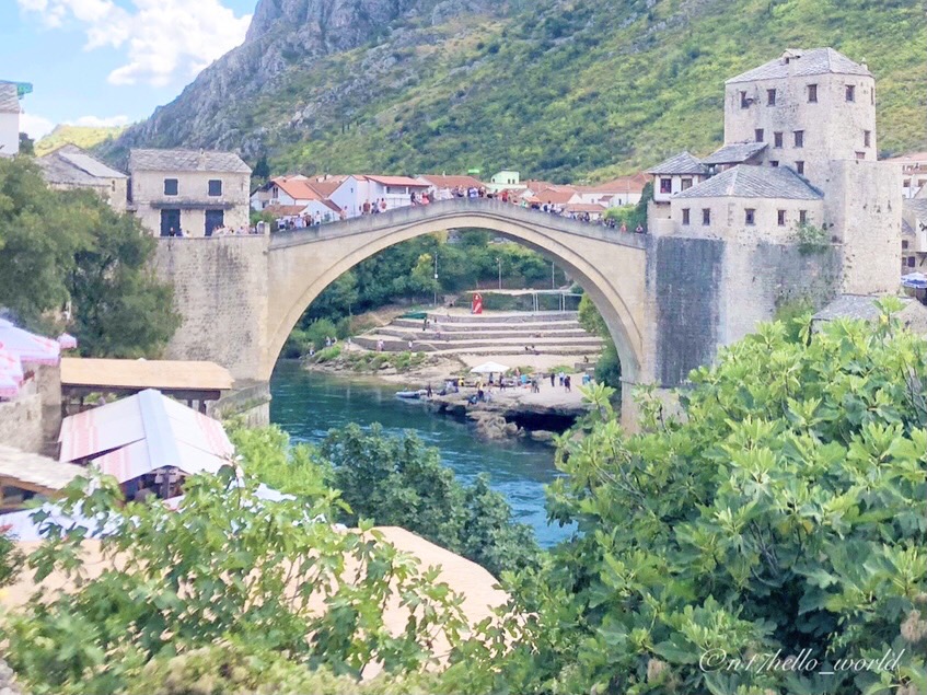Stari Most coming into view from Mostar’s old town