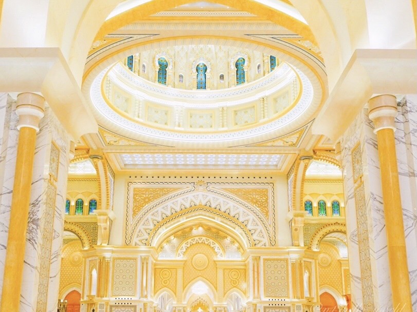 The lavish golden interior of Qasr Al Watan